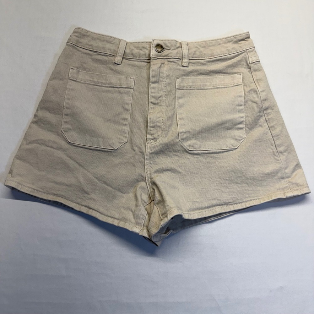 Rolla's Mirage High Rise Denim Shorts 29 Beige Womens Relaxed Patch Pocket Sand